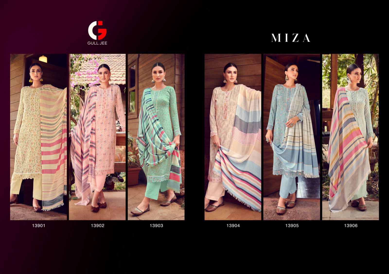 Gull Jee Miza Cotton Satin Wholesale Printed Pakistani Salwar Suits